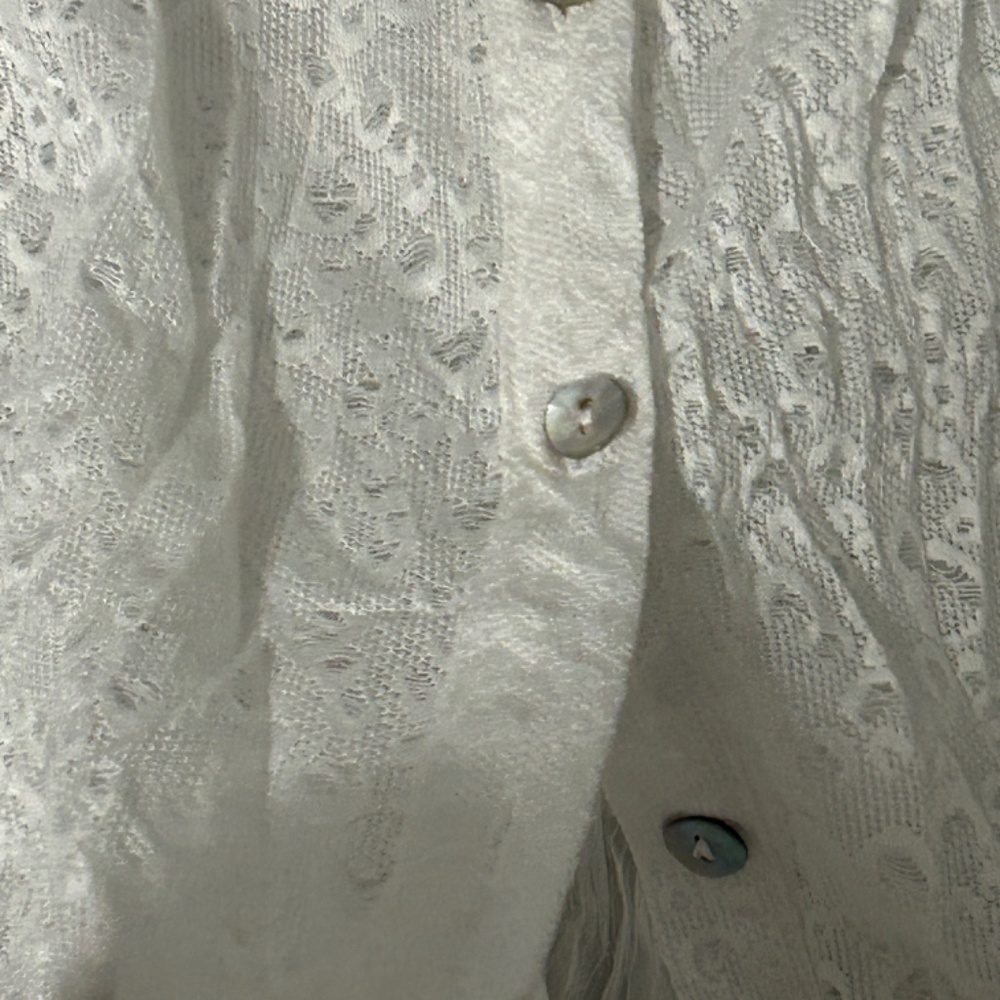 LIKE NEW! Women's Elena Wang Sheer Boho Lace White Layered Tunic - MEDIUM - Picture 9 of 13